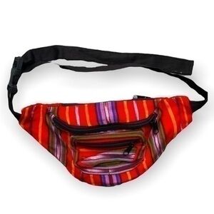 Red boho fanny pack belt bag